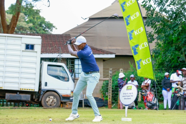 kkk Golfer Anthony Mulisa follows his tee shot during the KCB East Africa Golf Tour held at the Ruiru Sports Club on June 7, 2025.