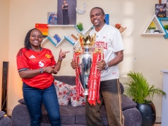 Arsenal Legend Nwankwo Kanu Thrills Fans as Guinness Premier League Trophy Tour Arrives in Kenya Man United fan Ann Njoroge hosts the Premier League Trophy and former Arsenal player Nwankwo Kanu at her home