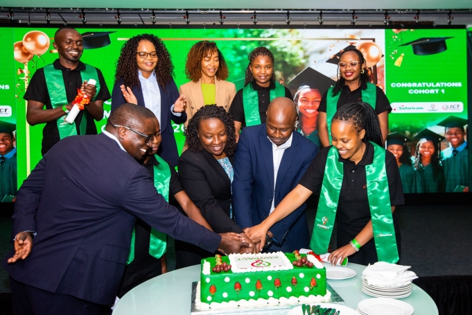 Connect Academy Cohort 1 Graduates Celebrate Success James Maitai ,Group chief Technology and information officer,Safaricom PLC addressing how Connect Academy graduates can help power tech transformation