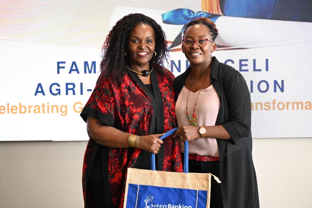 Family Bank Head of Women Banking Rose Kamene and Aceli Africa Manager, Technical Assistance, Karen Chege, during the Women in Agribusiness programme graduation ceremony
