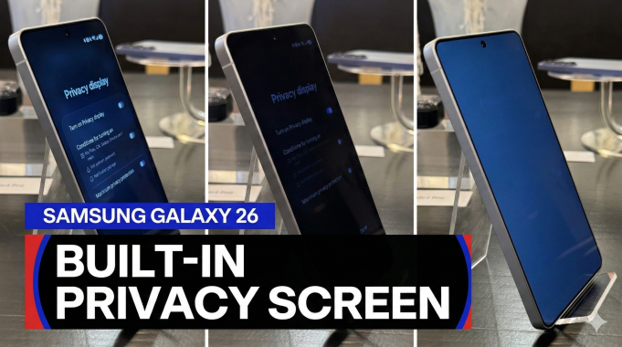 Samsung Galaxy S26 features an inbuilt privacy screen to block side-viewing Samsung Galaxy S26 features an inbuilt privacy screen to block side viewing