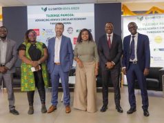 KCB Foundation Launches Green Economy Programme to Support 3,200 MSMEs Stellar Murumba, Global Business Development Manager Strategic Portfolio Design and Portfolio Development, Hivos; Dr. Scott Bellows, Assistant Professor of Management and Research Director, EU SWITCH Green Kenya; Rodrigo Romero van Cutsem, Programme Manager, Private Sector Development, Trade Facilitation and Blended Finance, Catherine Masolia, Chief Executive Officer SOMO, Kennedy Mugochi, Outgoing Regional Director, Hivos East and West Africa, and Joblin Omari, Head of Programs, KCB Foundation, during the EU SWITCH Green Kenya Programme Launch at USIU-Africa on 12th May 2026.
