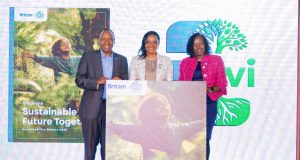 Britam Pays Out KSh97.3 Million to Farmers and Pastoralists Affected by Climate Shocks From left: Britam Group Managing Director & CEO Tom Gitogo, Director Legal & Sustainability and Company Secretary Hilda Njeru and Interim Board Chairperson Celestine Munda during the launch of Britam’s 2025 Sustainability Report on Thursday, June 4, 2026.